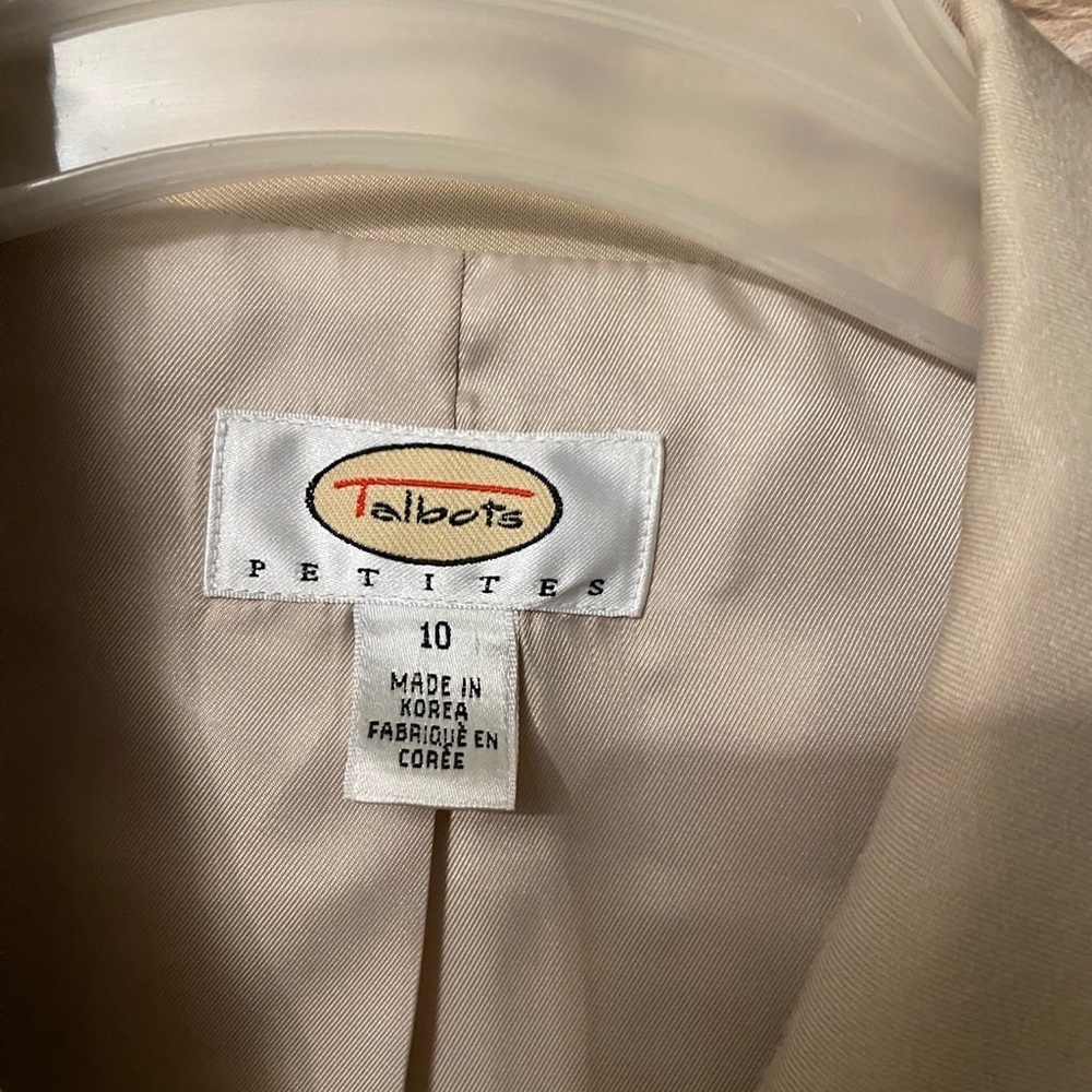 TALBOTS Womens Blazer SZ 10 Light Cream/Ivory Safari Style Lightweight - Picture 6 of 14